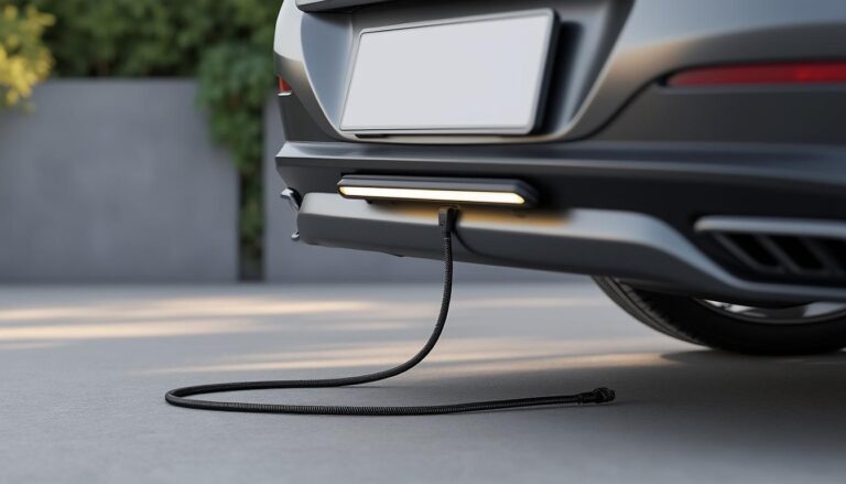 éclairage led noir pour plaque d'immatriculation avec câble long de 2,6 mètres, offrant une installation facile et un éclairage optimal pour une visibilité améliorée.