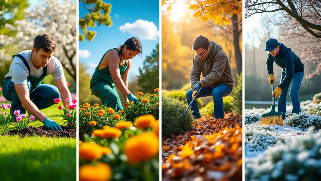 explorez nos 4 formules d’entretien de jardin adaptées à chaque saison pour un jardin toujours impeccable toute l’année.